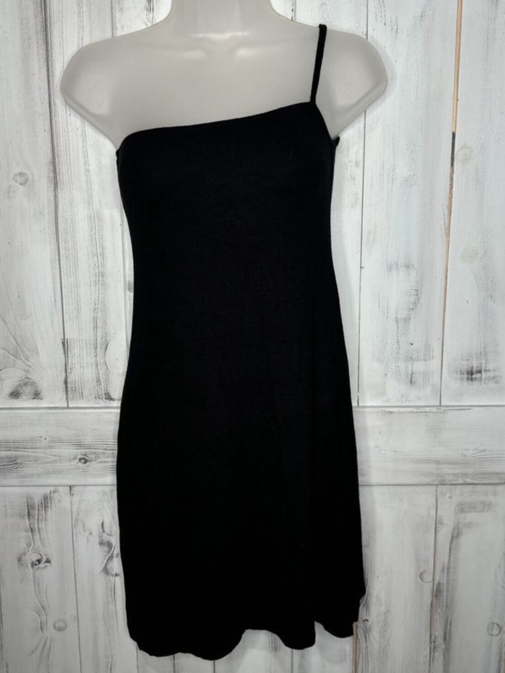 Joah Brown Black One-Shoulder Slip Dress